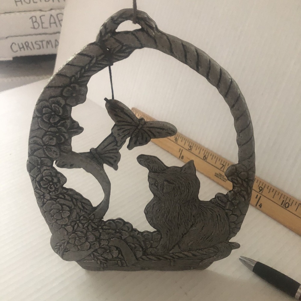 Cat & Butterfly Wind Chime Beacon Hill Fetco International Wall Ornament Vintage